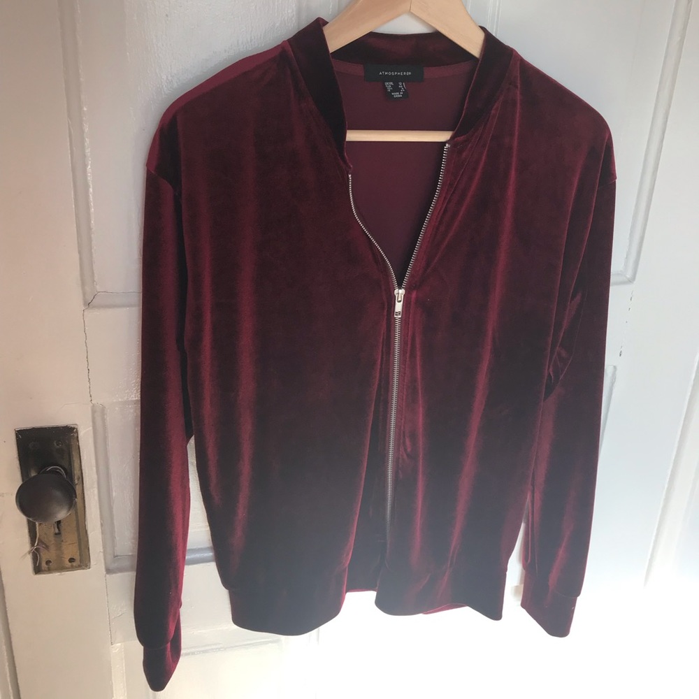 Maroon Velvet Bomber jacket